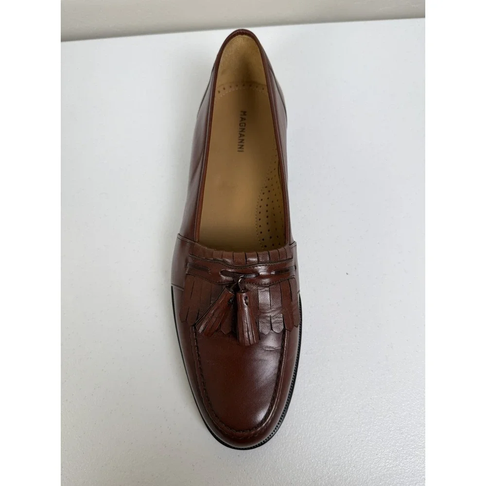 Magnanni‎ Mens Loafers Tassel Brown Leather Dress Shoes Size 12B Made in Spain
